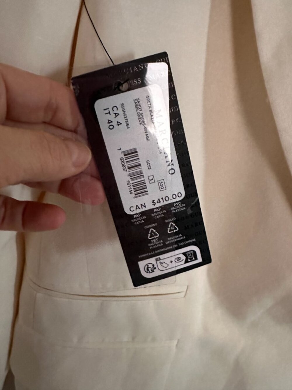 Marciano White Double-Breasted Blazer Size 4 NWT - Picture 4 of 5
